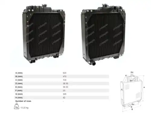 CHŁODNICA WODY CASE JX85, JX90, JX95 JX1060C, JX1070C, JX1075C JX1070N , JX1075N , JX1095N JX1060V , JX1070V , JX1075V JX1095V 5172925 5172926 S5172926 Wyprzedaż